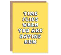 Artery8 Greeting Card Time Flies When Having Rum Funny Pun For Her Woman Wife Sister Daughter Mum Birthday Card