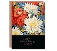 Artery8 Happy Birthday Lovely Greeting Card Chrysanthemum Flower Pattern For Her