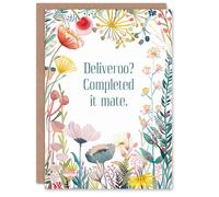 Artery8 Happy Flowers Deliveroo Completed It Funny For Her Woman Wife Mum Sister Daughter Birthday Greeting Card