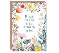 Artery8 Women's Happy Flowers If Mum Cant Fix Absolutely F*cked Birthday Greeting Card Artery8 Multicolor