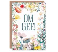 Artery8 Happy Flowers OM GEE OMG Elegant Fun For Her Woman Wife Mum Sister Daughter Birthday Greeting Card