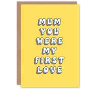 Artery8 Women's Mother's Day First Love Modern Bright Bold Mum Greeting Card in Yellow Artery8 Yellow