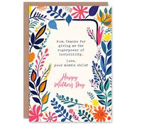 Artery8 Women's Mother's Day From Middle Child Invisibility Superpower Fun Funny Humour Joke Mum Greeting Card Artery8 Multicolor