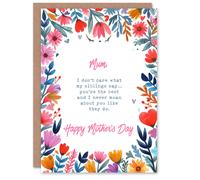 Artery8 Mother's Day Funny Best Mum Siblings Say Joke Fun Humour Greeting Card