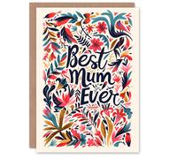Artery8 Women's Mother's Day Greeting Card Best Ever Floral Letterpress Typography For Mum Artery8 Multicolor