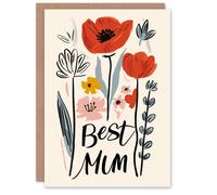Artery8 Mother's Day Greeting Card Best Mum Simple Modern Floral For Mum