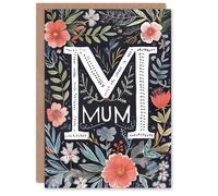Artery8 Women's Mother's Day Greeting Card Dark Boho Floral Pattern For Mum in Dark Blue Artery8 Dark Blue