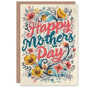 Artery8 Women's Mother's Day Greeting Card Elegant Floral Design Typography For Mum Artery8 Multicolor