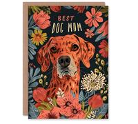 Artery8 Mother's Day Greeting Card Floral Brown Lurcher Pointer Brindle Best Dog Mum