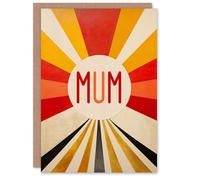 Artery8 Women's Mother's Day Greeting Card Retro Stripe Sun Rays For Mum in Red Artery8 Red