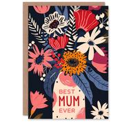 Artery8 Women's Mother's Day Greeting Card Vase Flowers Bloom Best Mum Ever For Mum in Pink Artery8 Pink