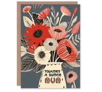 Artery8 Women's Mother's Day Greeting Card Vase Flowers Thanks a Bunch For Mum in Grey Artery8 Grey