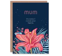 Artery8 Women's Mother's Day Joke Sorry I Ruined Your Bod Fun Funny Gross Adult Humour Mum Greeting Card in Navy Artery8 Navy