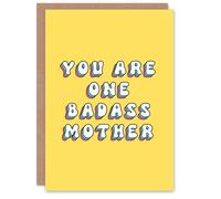 Artery8 Mother's Day One Badass Mother Fun Funny Humour Joke Modern Bright Bold Mum Greeting Card