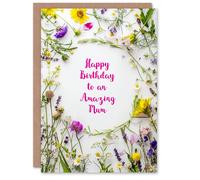 Artery8 Mum Happy Birthday Card Simple Spring Meadow Wildflowers Floral For Her Greeting Card