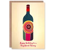 Artery8 Women's Mummy Happy Birthday Card Fun Funky Wine Bottle Party Red White For Her Greeting Card in Beige Artery8 Beige