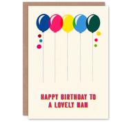 Artery8 Women's Nan Happy Birthday Card Fun Colourful Cheerful Pink Blue Yellow Balloons For Her Greeting Card in White Artery8 White