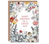 Artery8 Women's Nan Happy Birthday Card Summer Meadow Floral Blooms Plants Garden Flowers For Her Greeting Card Artery8 Multicolor