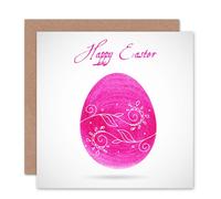 Artery8 Women's Ornate Pink Painted Egg Easter For Her Card Artery8 Multicolor