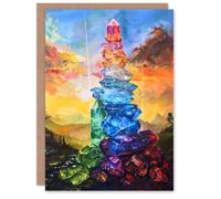 Artery8 Seven Chakra Cystal Mountain Landscape Sunset Sky For Her Woman Birthday Card