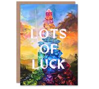 Artery8 Seven Chakra Cystal Sunset Sky Mountain Landscape For Her Woman Good Luck Card