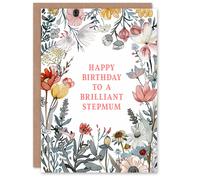 Artery8 Women's Stepmum Happy Birthday Card Summer Meadow Floral Blooms Plants Garden Flowers For Her Greeting Card Artery8 Multicolor