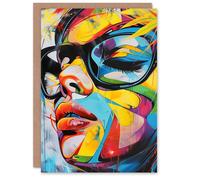 Artery8 Women's Summer Heat Sunglasses Portrait Vibrant Graffiti Birthday Card Artery8 Multicolor
