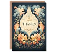 Artery8 Thank You Greeting Card Elegant Floral Filigree Lily Flower For Her
