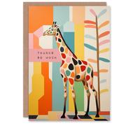 Artery8 Thank You Greeting Card Modern Stylish Colourful Giraffe For Her