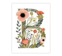 Artery8 Women's Wall Art Print Letter B in Wildflowers Watercolour Poppies Floral Word Art For Her Poster | Size: W18" x H24" Artery8 Multicolor W18" x H24"