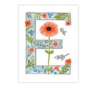 Artery8 Women's Wall Art Print Letter E in Watercolour Poppies & Wildflowers Floral Word Art For Her Poster | Size: W18" x H24" Artery8 Multicolor W18" x H24"