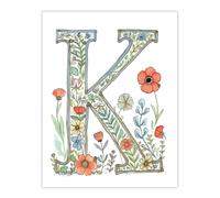 Artery8 Women's Wall Art Print Letter K Watercolour Wildflowers Delicate Nature Floral Word Art For Her Poster | Size: W12" x H16" Artery8 Multicolor W12" x H16"