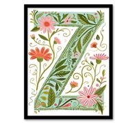 Artery8 Women's Wall Art Print Letter Z in Bright Watercolour Pretty Wildflowers Floral Word Art Framed | Size: W12" x H16" Artery8 Multicolor W12" x H16"