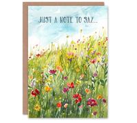Artery8 Women's Wildflower Meadow Watercolour Just A Note To Say Thank You Card in Green Artery8 Green