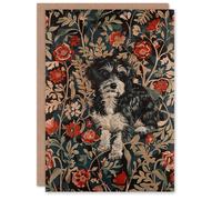 Artery8 Yorkshire Terrier Retro Floral Pattern Dog Lover For Her Woman Birthday Card