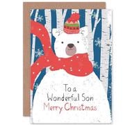 Artery8 Wonderful Son Polar Bear Greetings Card in Red Artery8 Red