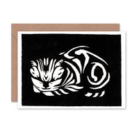 Artery8 Woodcut Julie De Graag Cat Art Blank Just to Say Card Artery8 Multicolor