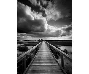 Artery8 Wooden Bridge River Landscape Black and White Large Wall Art Poster Print Thick Paper 18X24 Inch