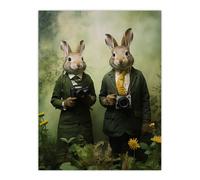 Artery8 Woodland Portrait Rabbit Paparazzi Wildlife Photographers Cute Fun Artwork Unframed Wall Art Print Poster Home Decor Premium Artery8 Multicolor W12" x H16"