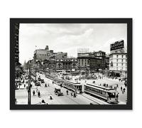 Artery8 Woodward Avenue 1917 Detroit USA A4 Artwork Framed Wall Art Print in Black Artery8 Black