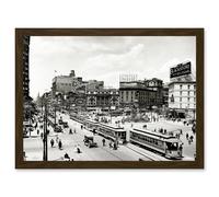 Artery8 Woodward Avenue 1917 Detroit USA A4 Artwork Framed Wall Art Print in Brown Artery8 Brown