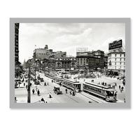 Artery8 Woodward Avenue 1917 Detroit USA A4 Artwork Framed Wall Art Print in Light Grey Artery8 Light Grey