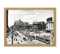 Artery8 Woodward Avenue 1917 Detroit USA A4 Artwork Framed Wall Art Print in Light Oak Artery8 Light Oak