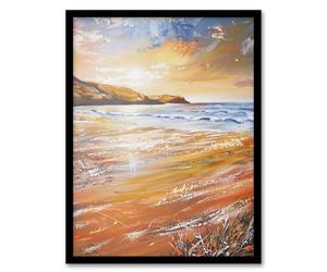 Artery8 Woolacombe Bay Seaside Sunset Coastal Landscape Living Room Artwork Framed Wall Art Print A4