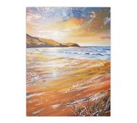 Artery8 Woolacombe Bay Seaside Sunset Coastal Landscape Wall Art Print in Orange | Size: W12" x H16" Artery8 Orange W12" x H16"