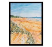 Artery8 Woolacombe Beach Seaside Landscape Watercolour Bathroom Toilet Artwork Framed Wall Art Print A4