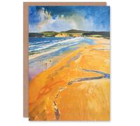 Artery8 Greeting Card Woolacombe Beach Watercolour Seaside Landscape Blank For All Him Or Her Art Birthday Card