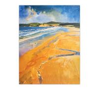 Artery8 Woolacombe Beach Watercolour Seaside Landscape Living Room Large Wall Art Poster Print Thick Paper 18X24 Inch