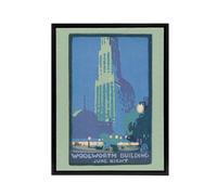 Artery8 Woolworth Building June Night Elmer Framed Canvas Wall Art Print in Blue | Size: W24" x H32" Artery8 Blue W24" x H32"