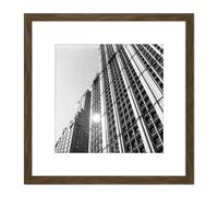 Artery8 Woolworth Building Manhattan New York Berenice Abbott 8X8 Inch Square Wooden Framed Wall Art Print Picture with Mount in Brown Artery8 Brown
